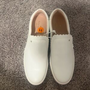 Kate Spade White Scallop-Trim Slip-On Sneakers Size 11 NWT
